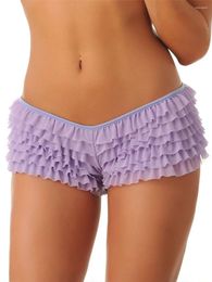 Women's Shorts Women Cute Pants High Waist Ruffles Underwear Elastic Short Bow Ladies Loungewear