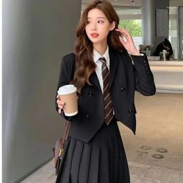 Two Piece Dress College Style Suit 2024 Spring Autumn Women Internet Celebrity Streetwear Japanese JK Uniform Girls Skirts Set Jacket