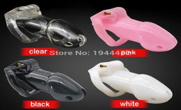 Male Belt Plastic New Mens Cock Cage Clear Device Stealth Locks with 4 Locking Penis Rings BDSM Fetish Sex Toys7614139