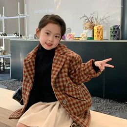 Jackets 2024 Wholesale Girls Boys Plaid Thicken Coat Winter Cotton Full Sleeve Kids Jacket 2-8 Years 72