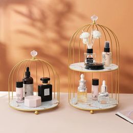 Metal Bird Cage Cosmetic Storage Organizer Lipstick Perfume Skin Care Products Finishing Rack Bathroom Shelf Accessories Gift 240222