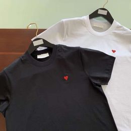 Designer Luxury Chaopai Classic French Little Red Heart 2021 New Love Short sleeve men's and women's T-shirt, silk and cotton fit