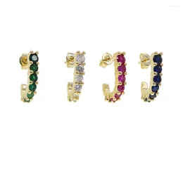 Stud Earrings Gold Color Colorful Cubic Zirconia CZ Curved Bar Shaped Earring Wholesale Fashion Women Jewelry