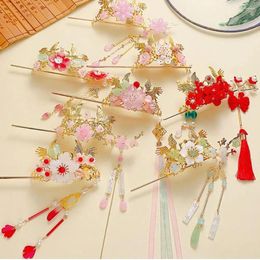 Hair Accessories Ribbon Po Props Corset Hairstyle Design Tool Ancient Style Crown Flower Stick Children Hanfu Hairpin