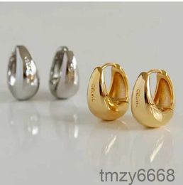 Hoop Earrings 100% Authentic 925 Sterling Silver Big White/gold Smooth Circle Arc Huggie Fine Jewellery Tle1215 9J3J