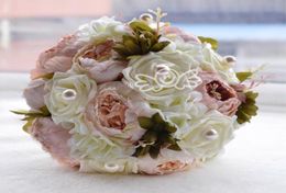 Chocolate Pink Peony Artificial Bridal Bouquet 2019 Flower Wedding Flowers Bridal Brooch Bouquet buque de noiva Bridesmaid Flower 2892412