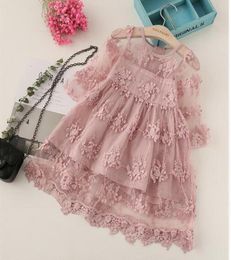 Summer Girl Clothes Kids Dresses For Girls Lace Flower Dress Baby Girl Party Wedding Dress Children Girl Princess Dress GB2672530293