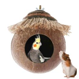 Nests Parakeet Nest Natural Coconut Hanging Bird House For Cage Cockatiel Small Hanging Cage House Parrot Breeding Nest bird supplies