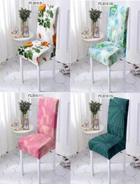 Chair Covers Painted Flowers Kitchen Elf Christmas Decoration Recliner Cover Spandex Dinning Table Desk3698641