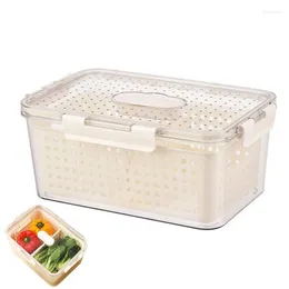 Storage Bottles Large Capacity Sealed Box Vegetable Fruit Colanders Refrigerator Preservation Transparent Double-layer Food Grade Drain