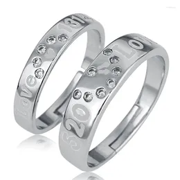 Cluster Rings 2024 Love Heart Ring Engagement Wedding Titanium Steel Jewelry 1 Pair JZ46 Anel Masculino Claddagh Anillos Mujer Biker