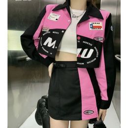 Dresses Streetwear Cool Y2k Motorcycle Suit Summer 2000s Aesthetic Mini Dress Dresses Pink Outfits for Women Two 2 Piece Cute Skirt Set