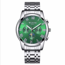 WLISTH Quartz cwp Mens Watch With Non Working Subdials Luminous Dial Life Waterproof Stainless Steel Bracelet Resistant Scratch Mi312c