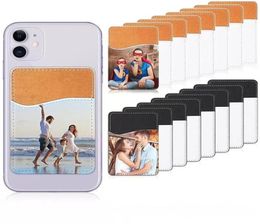 Sublimation Blank PU Leather Soft Card Holders White Heat Transfer for Back of Cell Phone Cards Holder Case Pocket4297085