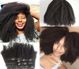 Eurasian afro kinky curl clip in extensions for African American hair 7pcsset 120gpcs GEASY hair curly clip ins2963613