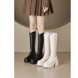 Women Ankle Boots Leather Shoes Winter Thick Heel Long Barrel Elevated Childrens Knee Length Spring Thigh High Knight Sole Thin 230830