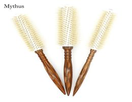 White Bamboo Fibre Nylon Hair BrushWooden Handle Barbers Hairstyling Round BrushS M L 3 Size Do Different Hair Style1191420