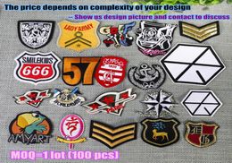 Personalized iron embroidered custom patches embroidery custom logo military badge tag 100pcs lot2452193