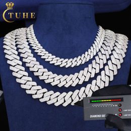 Fine Jewellery Hip Hop 6mm-20mm 925 Sterling Silver Vvs Moissanite Diamond Iced Out Miami Cuban Link Chain Necklace for Men