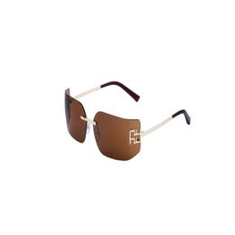 New European and American rimless sunglasses female sunscreen curved sunglasses female tide