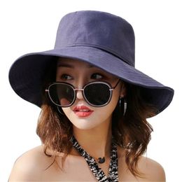 Summer Women UV-Protection Sun Hats Fashion Ladies Wide Brim Caps Foldable Cotton Bowknot Outdoor Beach Muts2737