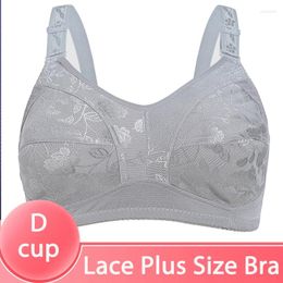 Bras Black Big Women Plus Size Lace Bra For Unlined Full Coverage Thin Wireless Adjusted-straps D Cup Comfort Women'Bras