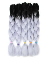 Ombre Two one Mix Colours Kanekalon Braiding Hair Synthetic Jumbo Braiding Hair Extensions 24inch Crochet Braids Hair Bulk Wholesal2682456