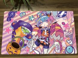 Pads YuGiOh Live Twin Kisikil TCG Mat Anime Girl Trading Card Game Mat CCG Playmat Antislip Mouse Pad Desk Mat 60x35cm Free Bag