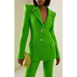 Men's Suits Slim Green Woman Blazer Sets Long Trousers Custom Made Office Lady Two-Pieces Single Breasted Business Set
