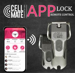 QIUI APP Remote Control Lock Cock Cage Male Device Metal Penis Ring Belt Adult Games Sex Toys For Men CB6000 T2005108462304