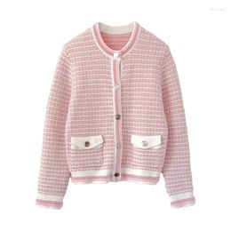 Women's Knits VII 2024 M Knit Autumn And Winter Woman Clothing Sweet Pink Sweater Cardigan Top Jacket Offers