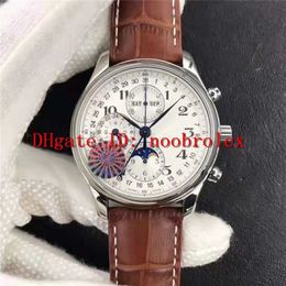 JF Master Mens Watch Moonphase ETA 7751 Automatic Chronograph Mechanical 28800 VPH Annual calendar 316L Steel Sapphire Italy Leath258V