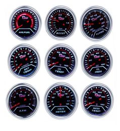 Smoke Lens BoostWater TempOil TempOil PressVoltageAir Fuel RatioExhaust Gas TempTachometer Gauge 52mm Analogue led White Case8684115