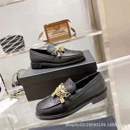 36% OFF Sports 2024 new fragrance linggeluofu chain pearl lock lazy one foot British style small leather shoes women