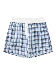 Women's Shorts Wsevypo American Retro Plaids Casual For Women Summer Elastic Band Loose Short Pants Streetwear Grunge Aesthetic Clothes