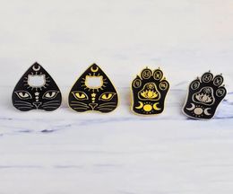Witchcat Black cat paw Star moon eye Witch craft Magic Course Enamel Pins Gold silver brooch Badge Denim coat Jewellery Gifts2764809