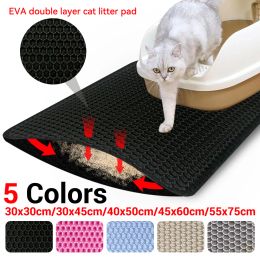 Mats Cat Litter Mat With Gift Double Layer Waterproof Pet Litter Box Mat NonSlip Sand Cat Pad Washable Bed Mat Clean Pad Products
