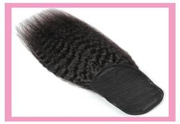 Ponytail Kinky Straight Natural Colour Malaysian Virgin Hair Extensions 822inch Yaki Pony Tail Hairpiece1458826