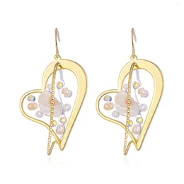 Dangle Earrings Zircon Pearl Flower Heart Drop Earring For Women Copper Pendant Fashion Jewellery Boucle D'oreille Femme 2024