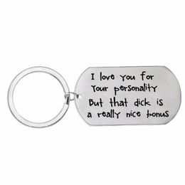 Keychains 12PC Lot I Love You Keychain Dog Tag Stainless Steel Keyring For Couple Girlfriend Boyfriend Wife Husband Key Chain Funn256d