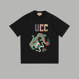 Mens and womens T-shirts designer T-shirts 2024 new limited edition T-shirts casual and fashionable round neck cotton top dragon head letter printed T-shirt