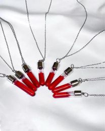 Pendant Necklaces Minimalist Design That Can Be Opened To Hold Blood Color Liquid Pigment Glass Pendants Bottles Accessories