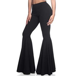 Capris Casual Autumn Bell Pants Elegant Solid Women Trousers Bottom Polyester Stretchy Yoga Long Wide Leg Fashion High Waist