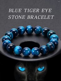 Strand OAIITE 4-10mm Natural Stone String Bracelet Blue Tiger Eye Healing Energy Flexible Pulsera Women Men Jewelry Gift