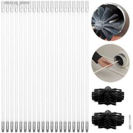 Cleaning Brushes Chimney Cleaning Brush Kit 23Pcs Chimney Sweep Kit Duct Vent Cleaning Tool With 20 Flexible Rods 2 Brush Heads 1 Drill ConnectorL240304