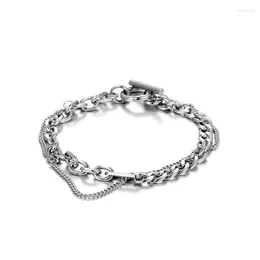 Link Bracelets Double Wrap Titanium Bracelet For Men And Boys Jewelry Gifts Party Christmas Birthday