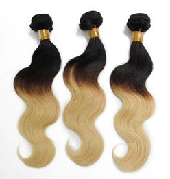 Body Wave Brazilian Ombre Human Hair Weave 1B613 1BGrey Two Tone Peruvian Hair Weft Cheap Hair Bundles7437674