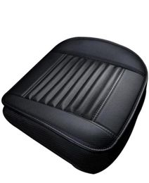 1pcs Black Car Seat without Backrest PU Leather Bamboo Charcoal Car Seat Cushion Automobiles Protective Nonslip Cover Seat1200513