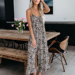 Women's Pants 2024 Summer European And American Jumpsuit With Suspender Sexy Wide Leg Casual Printed