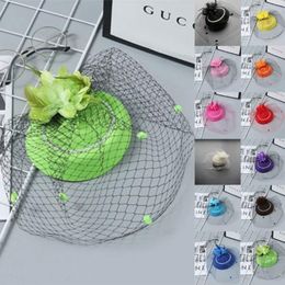 Stingy Brim Hats White Pillbox Fascinator Hat Women Tea Party Headwear Flower Mesh Hair Clip Wedding Accessory For239c